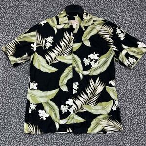Orchid Button Up Men Hawaiian Shirt Small Floral Palm Leaf Short Sleeve S
